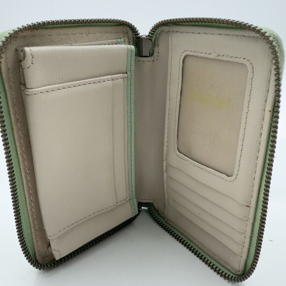 FOSSIL Mint Green Pebbled Leather Zip Around Small Wallet - Picture 4 of 6